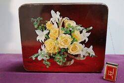 Arnotts Biscuit Tin  Yellow Roses in Basket