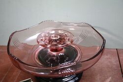 Art Deco 3Piece Josef Inwald  pink glass and39Poisson Volantand39 Float Bowl set