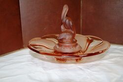 Art Deco 3Piece Pink glass and39Pelicanand39 Float Bowl 