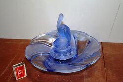 Art Deco 3Piece Walther and Sohne blue glass and39PelicanPrimusand39 Float Bowl set