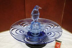 Art Deco 3-Piece blue glass Libochovice 'Penguin' Float Bowl #