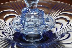 Art Deco 3Piece blue glass Libochovice and39Penguinand39 Float Bowl  