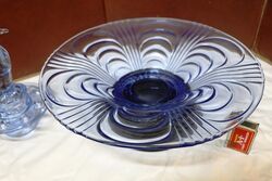 Art Deco 3Piece blue glass Libochovice and39Penguinand39 Float Bowl  