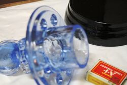 Art Deco 3Piece blue glass Libochovice and39Penguinand39 Float Bowl  