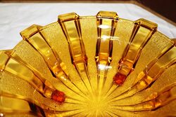 Art Deco 3Piece frosted amber glass Float Bowl set