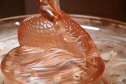 Art Deco 3Piece frosted pink glass Float Bowl Boy on Fish 