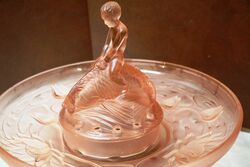 Art Deco 3Piece frosted pink glass Float Bowl Boy on Fish 