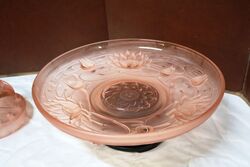 Art Deco 3Piece frosted pink glass Float Bowl Boy on Fish 