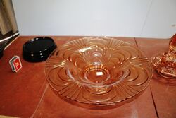 Art Deco 3Piece pinkpeach glass Libochovice and39Penguinand39 Float Bowl 