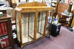 Art Deco 3 Door Walnut Display Cabinet. #