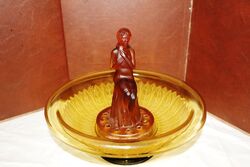 Art Deco 3 Piece Amber Glass Stump Lady Float Bowl. #