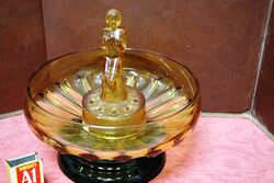 Art Deco 3 Piece Amber Glass Stump Lady Float Bowl 