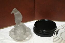 Art Deco 3-Piece clear and frosted glass Libochovice 'Penguin' Float Bow