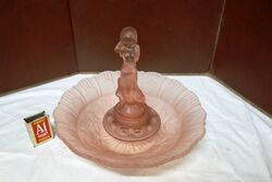 Art Deco 3piece Frosted pink Glass Arabella Float Bowl 