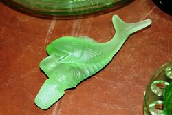 Art Deco 4Piece Josef Inwald  green glass and39Poisson Volantand39 Float Bowl set