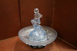 Art Deco 4-Piece frosted blue glass 'Peter Pan' Float Bowl. #
