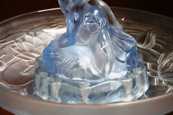 Art Deco 4 Piece frosted blue glass +39Peter Pan+39 Float Bowl 
