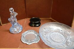 Art Deco 4 Piece frosted blue glass +39Peter Pan+39 Float Bowl 