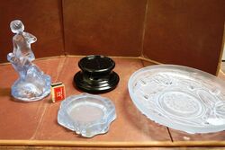 Art Deco 4 Piece frosted blue glass Walther + Sohne +39Peter Pan+39 Float Bo