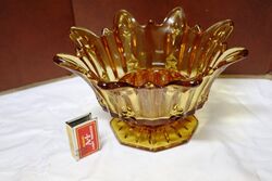 Art Deco Amber Glass Crown Shape Bowl 