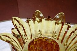 Art Deco Amber Glass Crown Shape Bowl 