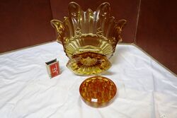 Art Deco Amber Glass Crown Shape Bowl 