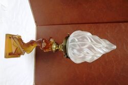 Art Deco Amber Glass Figural Table Lamp. #