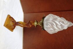 Art Deco Amber Glass Figural Table Lamp 