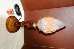 Art Deco Amber Glass Lady on the Rocks Lamp.#