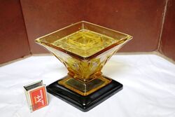 Art Deco Bagley Clear Amber Glass Spinette Vase 3