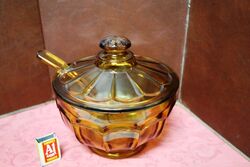 Art Deco Davidson Amber Glass Punch Bowl and Ladle