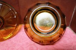 Art Deco Davidson Amber Glass Punch Bowl and Ladle