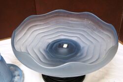 Art Deco Frosted Blue Glass Stump Lady Float Bowl 