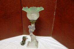 Art Deco Frosted Figure Table Lamp with Shade. #
