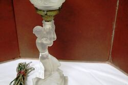 Art Deco Frosted Figure Table Lamp with Shade 