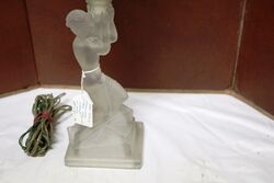 Art Deco Frosted Figure Table Lamp with Shade 