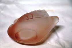 Art Deco Frosted Pink Glass Swan Toothpick Holder 