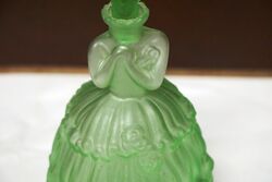 Art Deco Green Glass Crinoline Lady Liquor Decanter