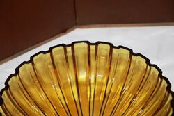 Art Deco Pair of Amber Glass Shell Bowls 