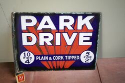 Art Deco Park Drive Double Post Mount Enamel Sign. #