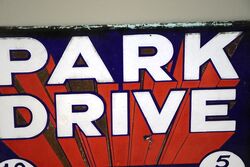 Art Deco Park Drive Double Post Mount Enamel Sign 