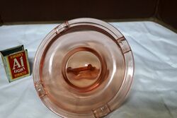 Art Deco Pink Depression Glass Terrier Figural Ashtray 