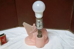 Art Deco Pink Glass Lady Playing Harp Boudoir Lamp 