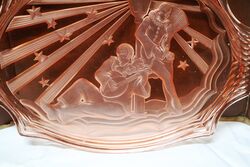 Art Deco Pink Glass Pierrot and Pierrette Tray 