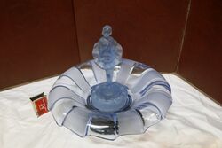 Art Deco Rosice Blue Part Frosted Ballerina 3 pc Float Bowl 