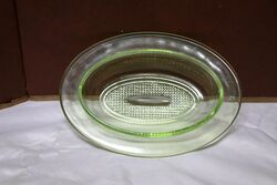 Art Deco Sowerby Uranium Glass Swan Butter Dish 