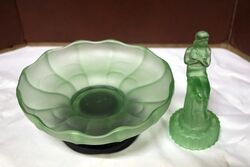 Art Deco Uranium Stump Lady 3 piece Float Bowl 