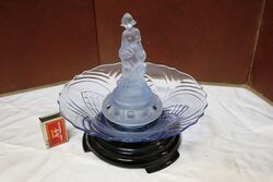 Art Deco Walther and Sohne 4pc Blue Glass Hollanderin Fig Float Bowl 