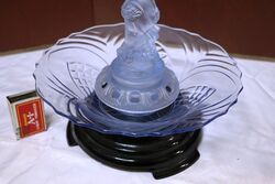 Art Deco Walther and Sohne 4pc Blue Glass Hollanderin Fig Float Bowl 