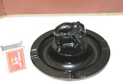 Art Deco  Black Depression Glass Elephant Figural Ashtray.#